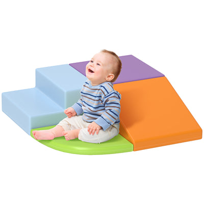 HOMCOM 4-piece Soft Play Set, Climb and Crawl Foam, Toddler Stairs and Ramp, Orange 