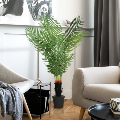 HOMCOM 150cm Artificial Areca Palm Tree with 12 PE Leaves, Decorative Artificial Plant with Plastic Pot and Flocked Soil, Fake Plant for Home Office Decor, Green 