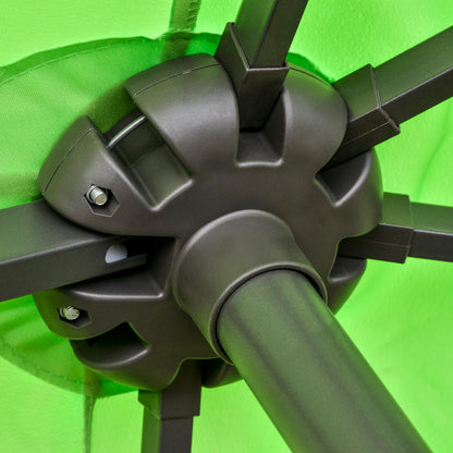 Outsunny 4.6M Sun Umbrella Canopy Double-sided Crank Sun Shade w/ Cross Base Green 