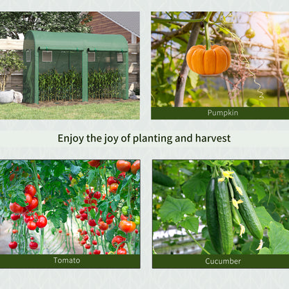 Outsunny Walk-in Greenhouse, Tomato Greenhouse with Double Doors & 4 Windows, Garden Plant Growth Green House with PE Cover, Steel Frame, Green, 3 x 1 x 2 m 