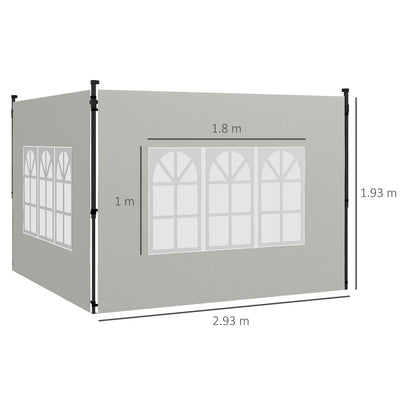 Outsunny Gazebo Side Panels, Sides Replacement with Window for 3x3(m) or 3x6m Gazebo Canopy, 2 Pack, White 