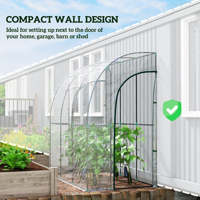Outsunny 214cm x 118cm Walk-In Lean To Greenhouse, with Accessories 