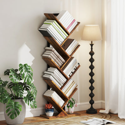 HOMCOM Eight-Section Tree Bookcase - Wood-Effect 