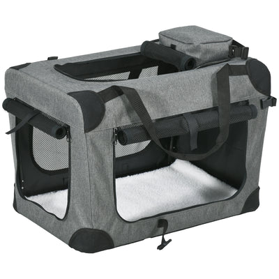 PawHut Oxford Fabric Folding Pet Carrier Bag Grey 