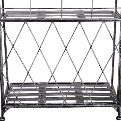 Outsunny Indoor Outdoor Freestanding 3-Tier Garden Plant Stand Metal Flower Display Rack for Potted Plants Balcony Décor 44L x 25W x 96H cm 