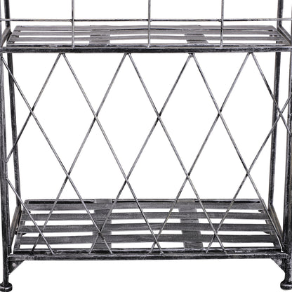 Outsunny Indoor Outdoor Freestanding 3-Tier Garden Plant Stand Metal Flower Display Rack for Potted Plants Balcony Décor 44L x 25W x 96H cm 