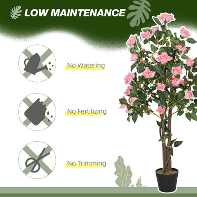 HOMCOM Set of Two Faux Rose Plants, with Pots 