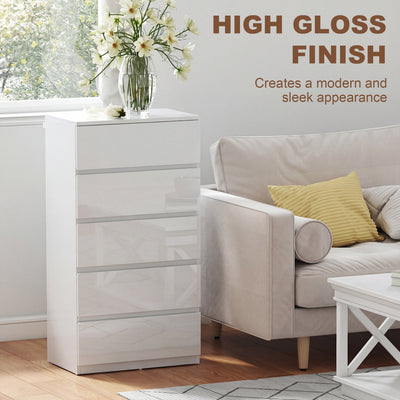 HOMCOM Chest of Drawers, 5-Drawer Storage Cabinets, Modern Dresser, Storage Drawer Unit for Bedroom 