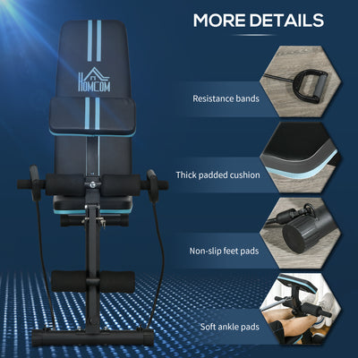 HOMCOM Foldable Weight Bench, Adjustable Strength Training Sit Up Ab Bench, Incline/Decline, Blue 