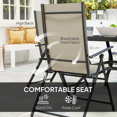 Outsunny Five-Piece Steel Frame Patio Set - Khaki/Black 