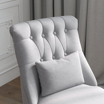 HOMCOM Fabric Single Sofa, Tub Chair, Upholstered Bedroom Chair with Pillow, Solid Wood Leg for Home, Living Room, Dining Room, Set of 2, Grey 