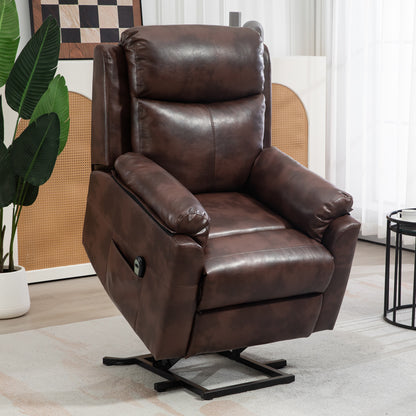 HOMCOM Faux Leather 70\'c2\'b0 Electric Riser Recliner Chair, Dark Brown