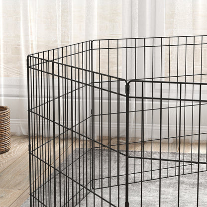 PawHut Dog Playpen, Puppy Pen, Eight-Panel Metal Fence, for Small Dogs, Indoors, Outdoors - Black 