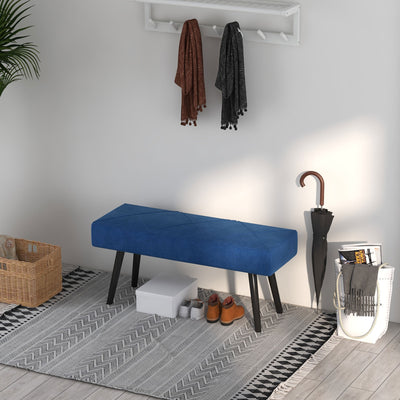 HOMCOM End of Bed Bench with X-Shape Design and Steel Legs, Upholstered Hallway Bench for Bedroom, Blue 