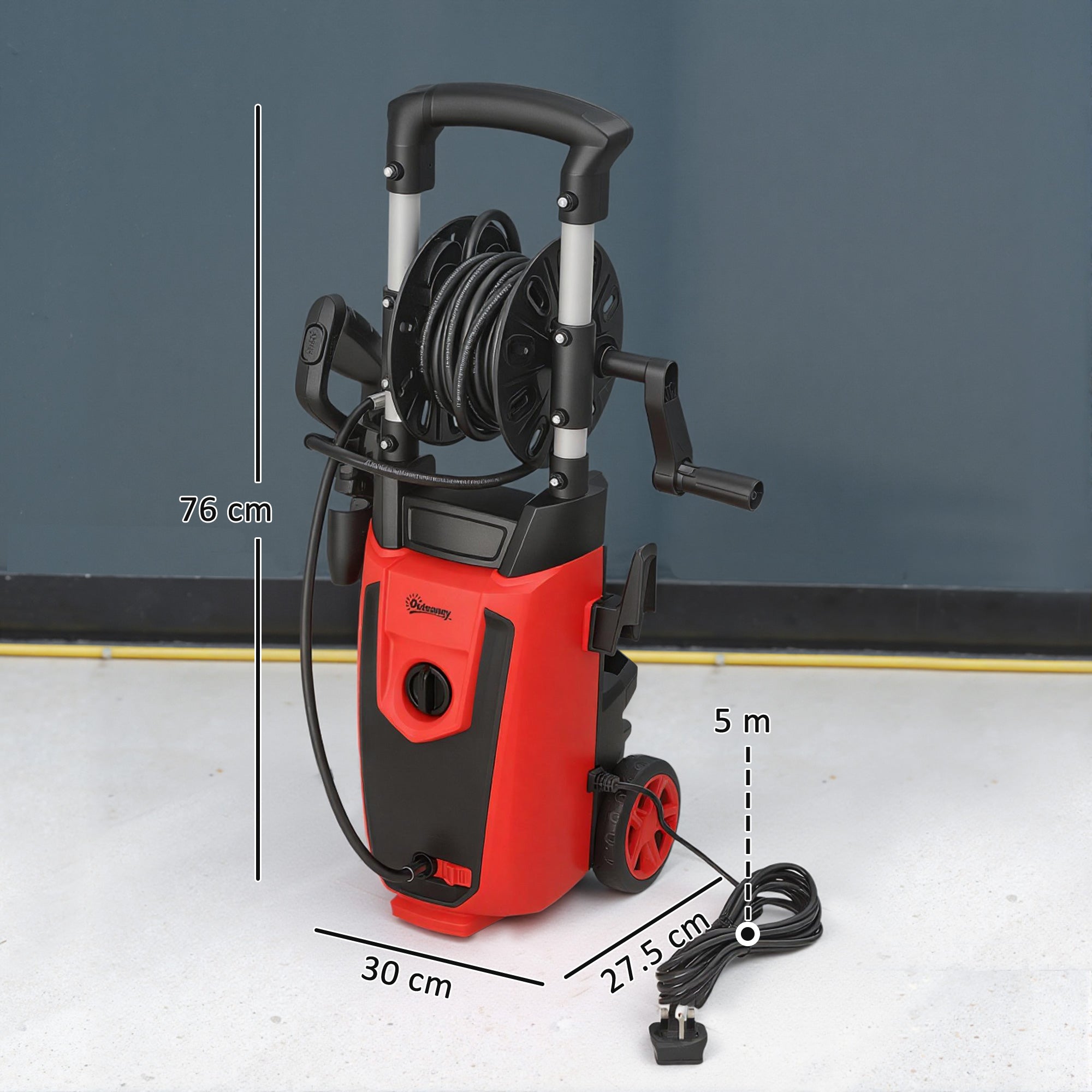 Outsunny 150-Bar Pressure Washer, with Accessories - Red/Black 