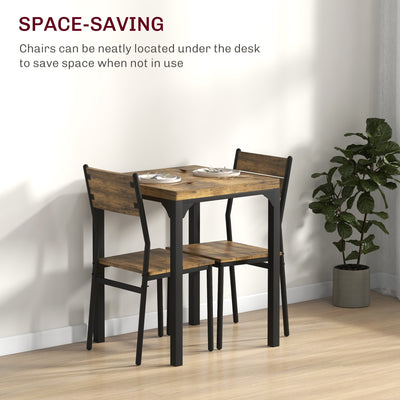 HOMCOM Three-Piece Minimal and Compact Dining Set, Rustic Brown 