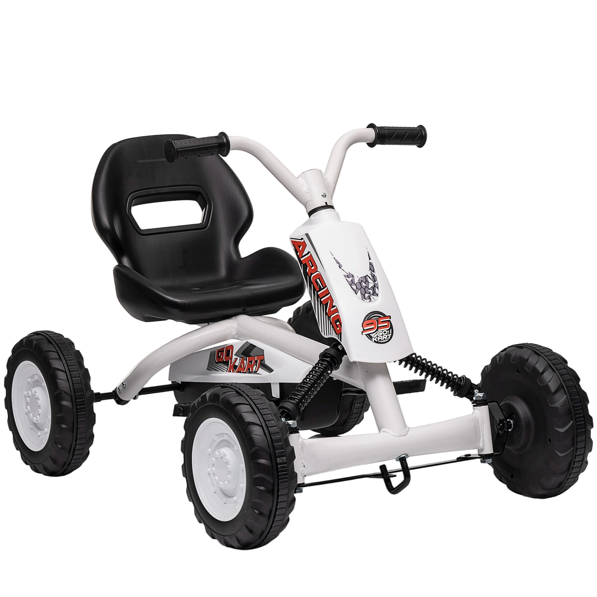 AIYAPLAY Kids Pedal Go Kart with Steel Frame, Sporty Design, for Ages 2-5 Years, White 