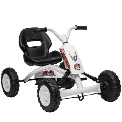 AIYAPLAY Kids Pedal Go Kart with Steel Frame, Sporty Design, for Ages 2-5 Years, White 