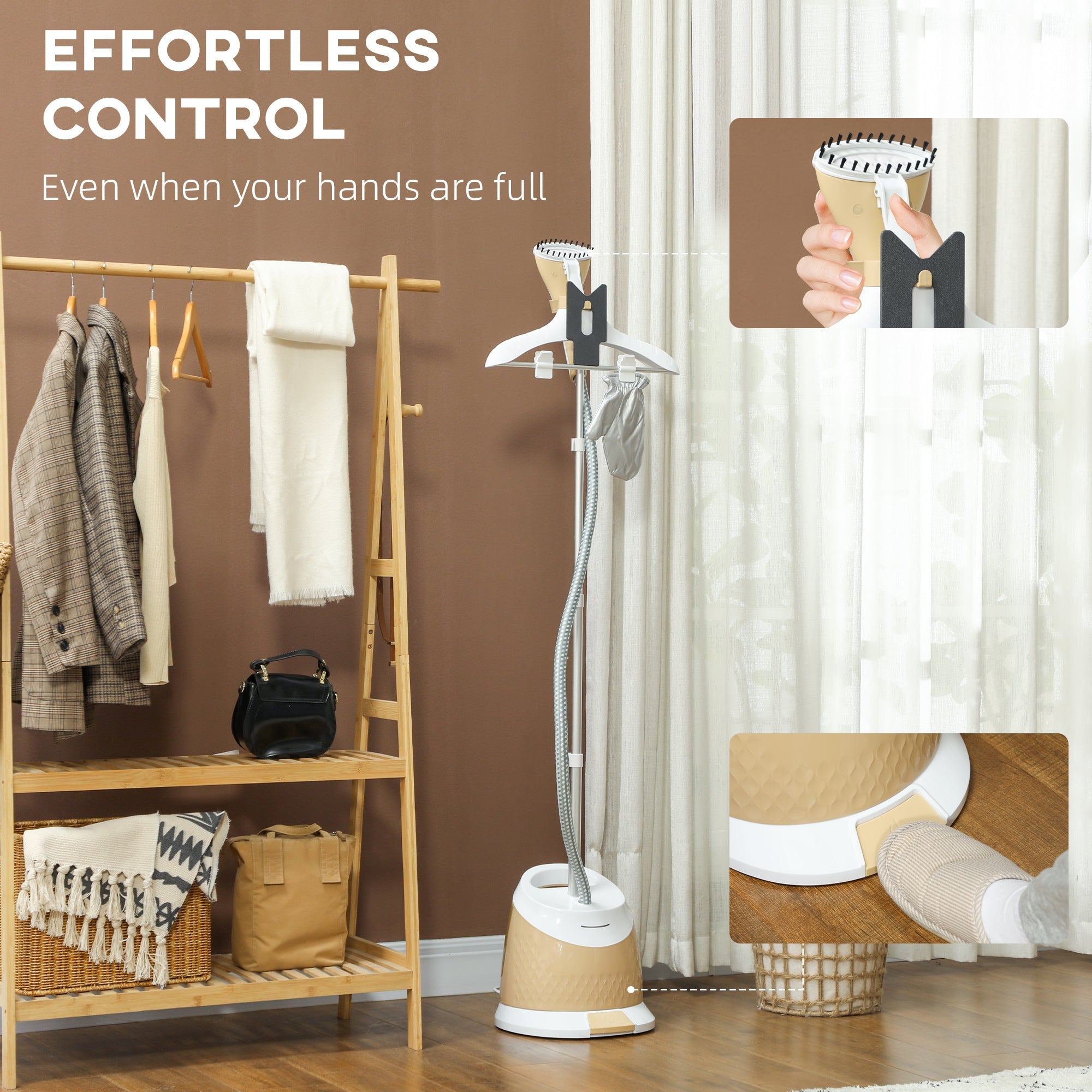 HOMCOM 1800W Standing Clothes Steamer, with Accessories - Grey 