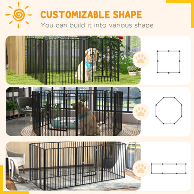 PawHut 100cm 8 Panels Heavy Duty Dog Pen, Pet Playpen for Indoors, Outdoors, Small, Medium, Large Dogs 