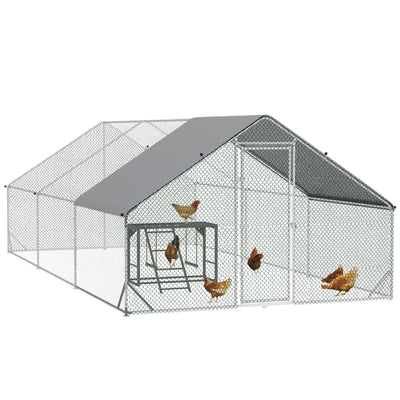 PawHut Walk In Chicken Run with Chicken Activity Shelf and Cover, 3 x 6 x 2m 