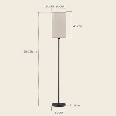 HOMCOM Floor Lamp, Modern Standing Lamp with Linen Shade, Tall Lamps for Living Room, Bedroom, with Foot Switch, Bulb not Included, Black 