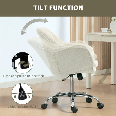 HOMCOM Velvet-Feel Office Chair - Beige 