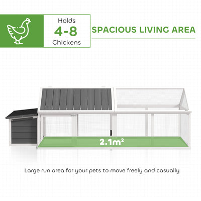 PawHut Wooden Chicken Coop with Nesting Box, Openable Roof, for 4-8 Chickens, White 