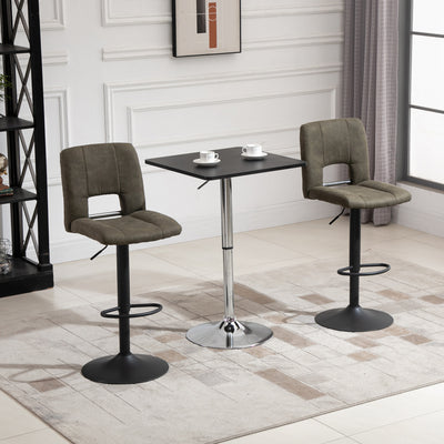 HOMCOM Modern Height Adjustable Counter Bar Table with 360° Swivel Tabletop and Electroplating Metal Base, Pub Desk for Living Room, Kitchen, Restaurant, Pub, Black and Silver 