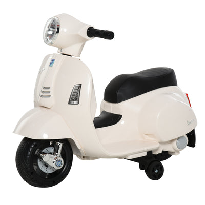 HOMCOM Vespa Licensed 6V Kids Electric Motorbike Ride On Motorcycle  Battery Powered for 18-36 Months with Horn Headlight White 