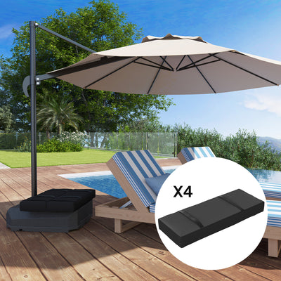 Outsunny Parasol Weights Set of 4, Parasol Base Weights Bags, 25kg Fillable Sandbag Weights with Handles, Cantilever Umbrella Base Weights, Black 