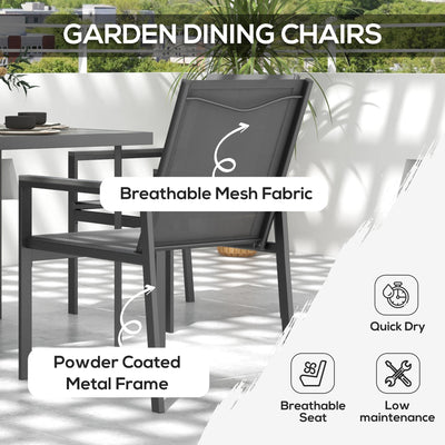 Outsunny Five-Piece Metal Dining Set, with Glass-Top Table - Grey 