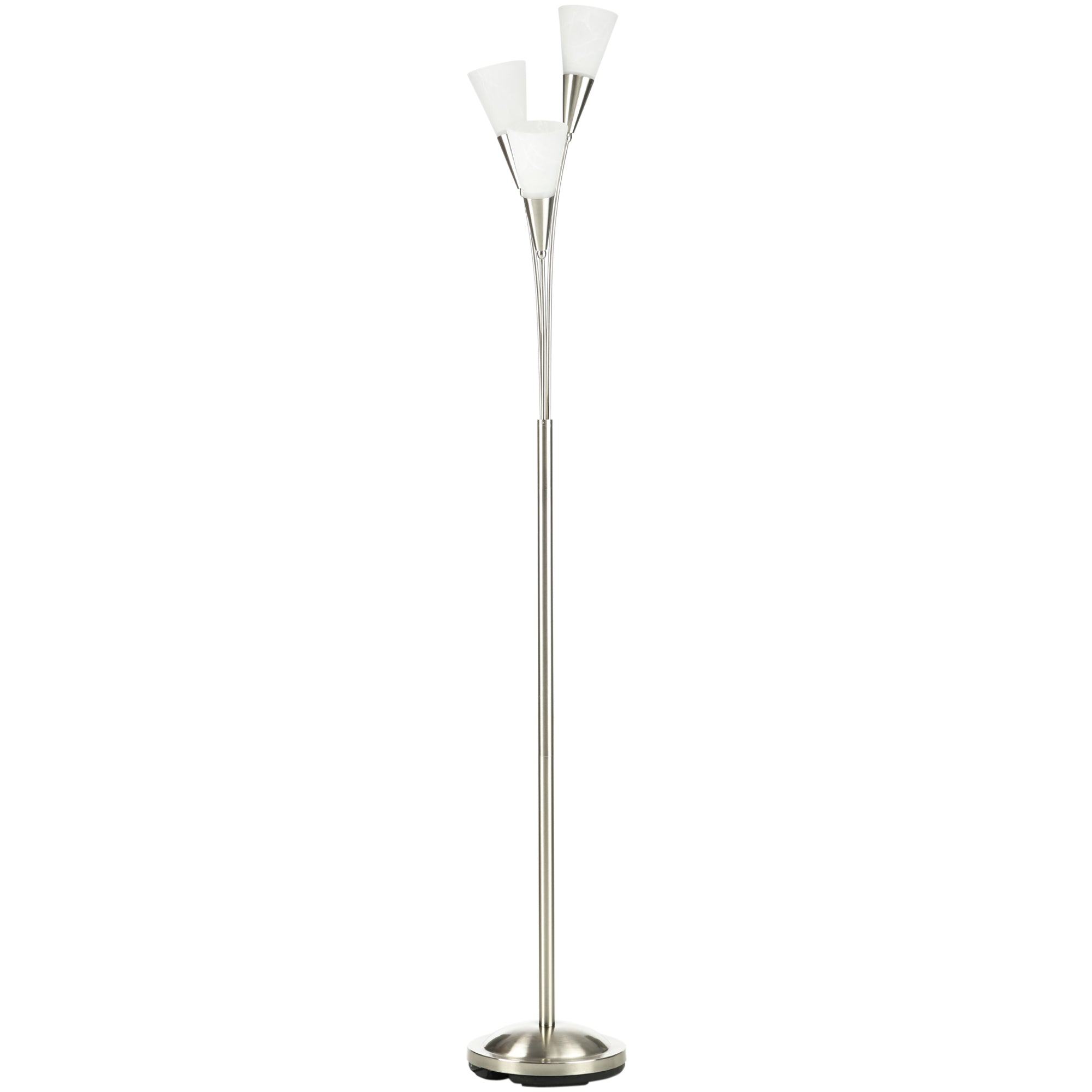 HOMCOM 3-Light Upright Floor Lamps for Living Room, Modern Standing Lamp for Bedroom with Steel Base, Bulb not Included, Silver 