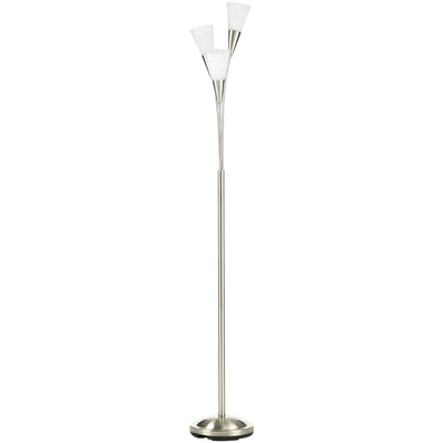 HOMCOM 3-Light Upright Floor Lamps for Living Room, Modern Standing Lamp for Bedroom with Steel Base, Bulb not Included, Silver 