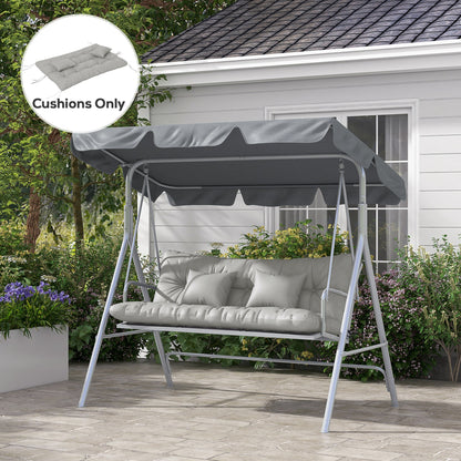 Outsunny Back and Seat Cushion Replacement with 2 Pillows, Patio Chair Cushions Set with Ties, Light Grey 