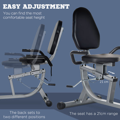 HOMCOM Exercise Bike with LCD Display, Stationary Bike with Quiet 8-Level Magnetic Resistance, Adjustable Seat and Backrest, Indoor Cycling Exercise Equipment for Home Gym Fitness Workout Training 