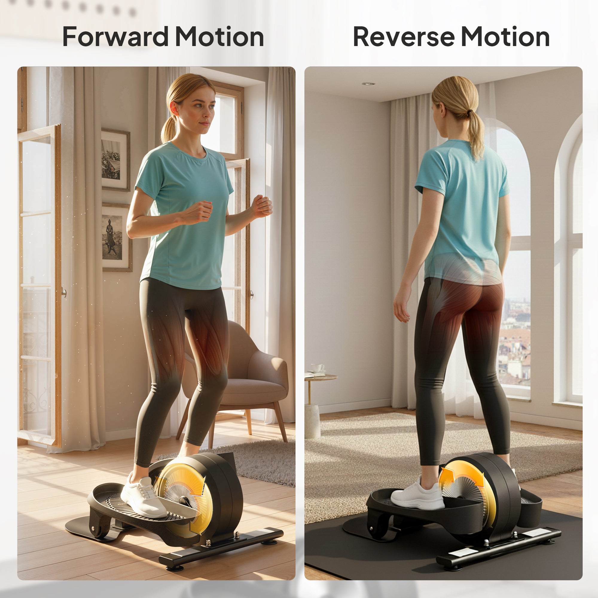 SPORTNOW Under Desk Elliptical Machine with LCD Monitor, 8 Adjustable Magnetic Resistances for 2-in-1 Seat & Stand Up Exercise 
