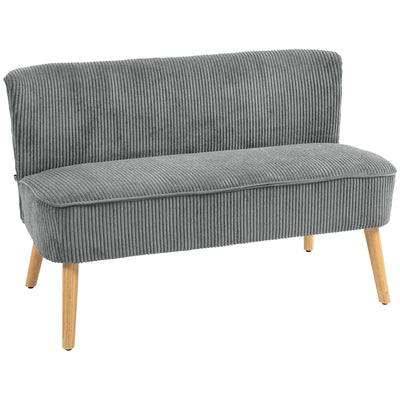 HOMCOM Modern Corduroy Double Seat Sofa w/ Wood Frame Foam Padding High Back Soft Comfortable Compact Couch Grey 