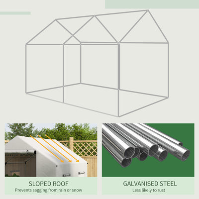 Outsunny Polyethylene Walk-in Polytunnel Greenhouse, 2 x 3(m), White 