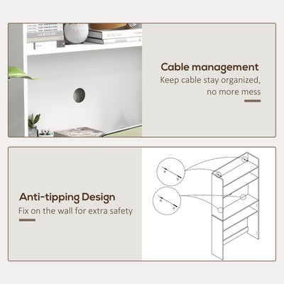 HOMCOM Foldable Desktop, Computer Desk with Storage Shelves, 80 x 69 x 155 cm, White 
