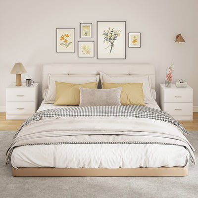 HOMCOM Set of 2 Modern Nightstands, Bedside Tables with 2 Storage Drawers, Accent End Table for Bedroom and Living Room, White 