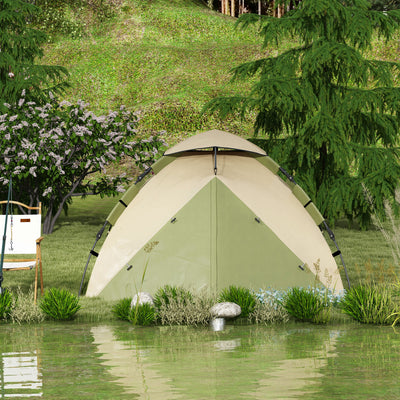 Outsunny Two-Man One Room Camping Tent, with Accessories - Dark Green 