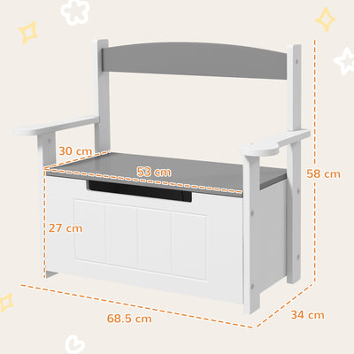 AIYAPLAY 2-in-1 Toy Box for Kids with Lid for Bedroom, Nursery, Playroom, Grey 