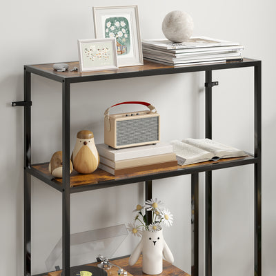 HOMCOM 4-Tier Bookshelf with Open Shelves - Rustic Brown 