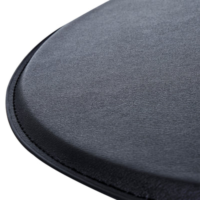 HOMCOM Adjustable Round Bistro Bar Table with PVC Leather Top Steel Base Home Kitchen Dining Desk  Black 