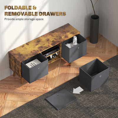 HOMCOM TV Cabinet Stand Unit for TVs up to 50'' with Foldable Drawers, Entertainment Centre for Living Room Rustic Brown 