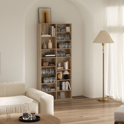 HOMCOM 640 CD Storage Tower - Nature Wood Finish 