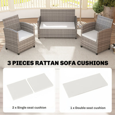 Outsunny Outdoor Seat Cushion Pads for Rattan Furniture, 3 PCs Garden Furniture Cushions, Cream White 