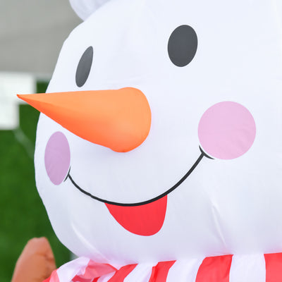 HOMCOM 8ft Christmas Inflatable Snowman with Candy, Rotating Lighted for Home Indoor Outdoor Garden Lawn Decoration Party Prop 