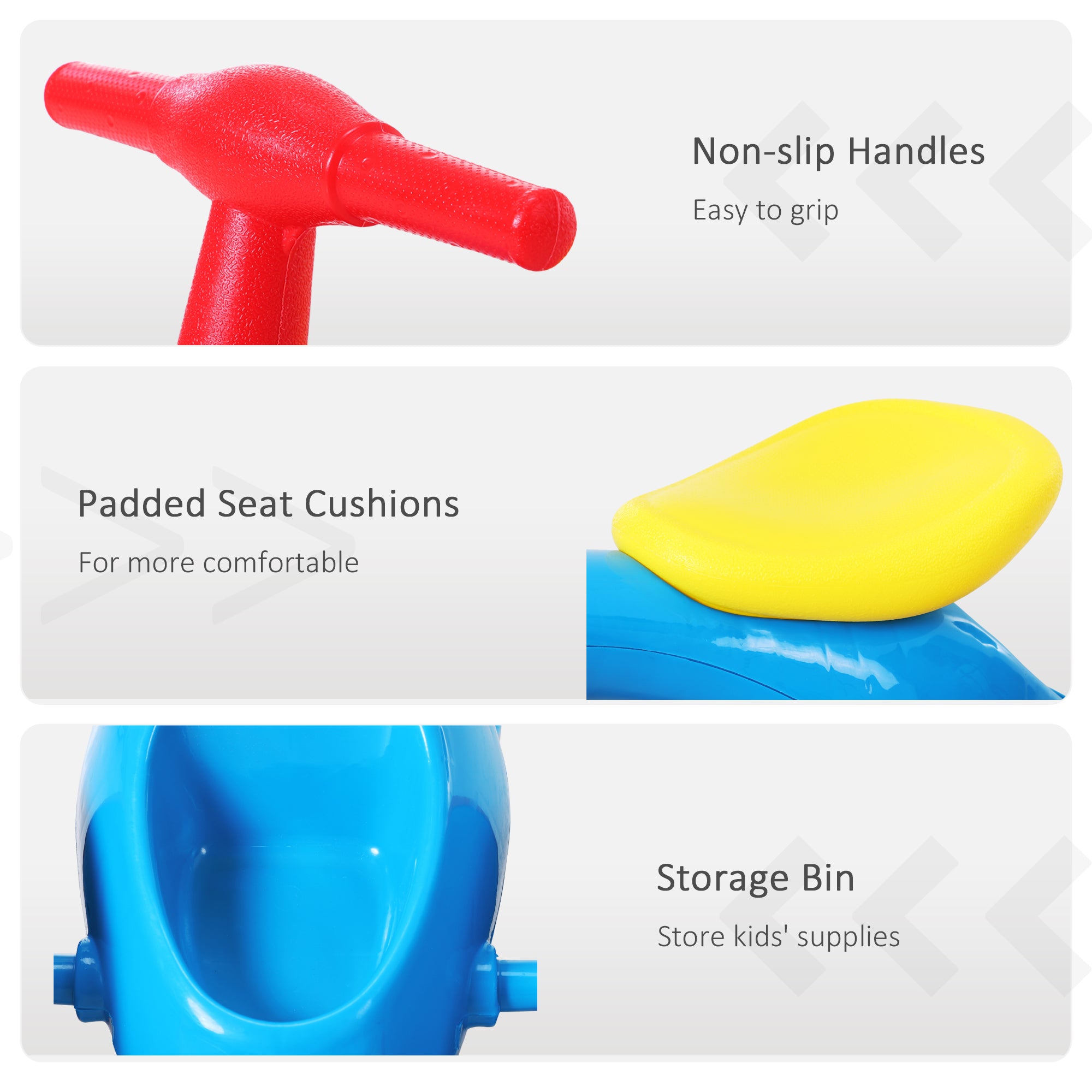 HOMCOM Baby Balance Bike Toddler Training Walker Smooth Rubber Wheels Ride on Toy Storage Bin Gift for Boys Girls Blue Red 